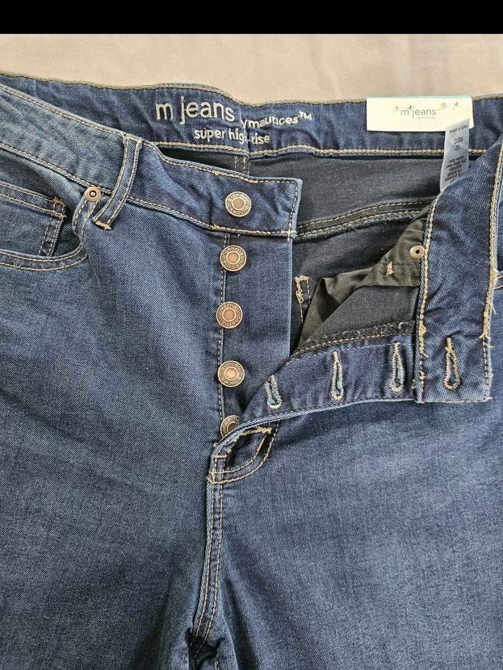 NWT m jeans by maurices Super High Rise Wide Leg Button Fly Jeans Medium Wash